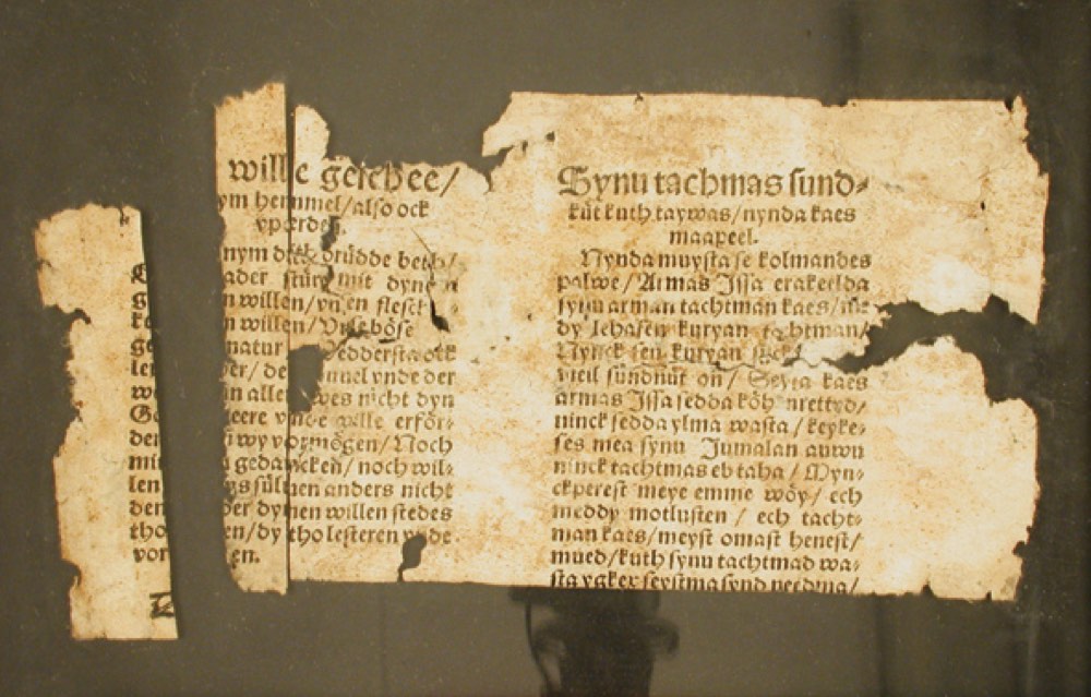 Fragment of the Wanradt-Koell catechism. Tallinn City Archives