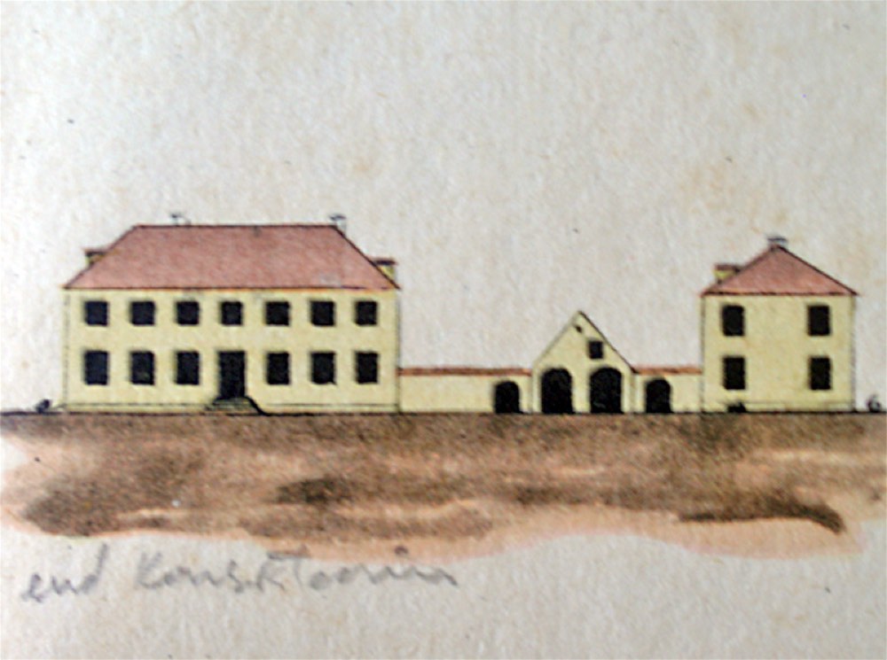 Drawing of the façade of the Bishop’s House from 1825.
